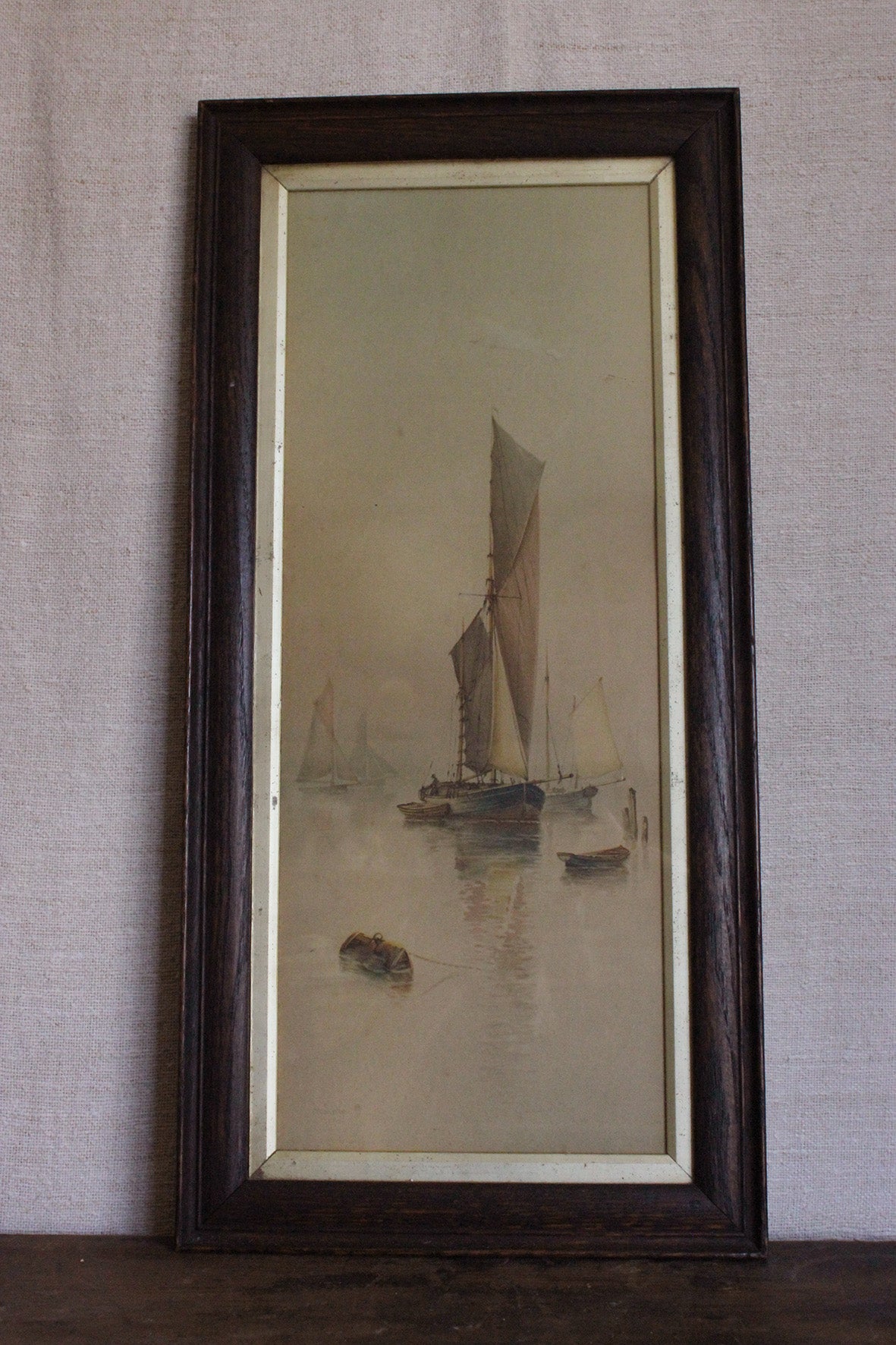 Old Victorian "Fishing Boats" Print (1)