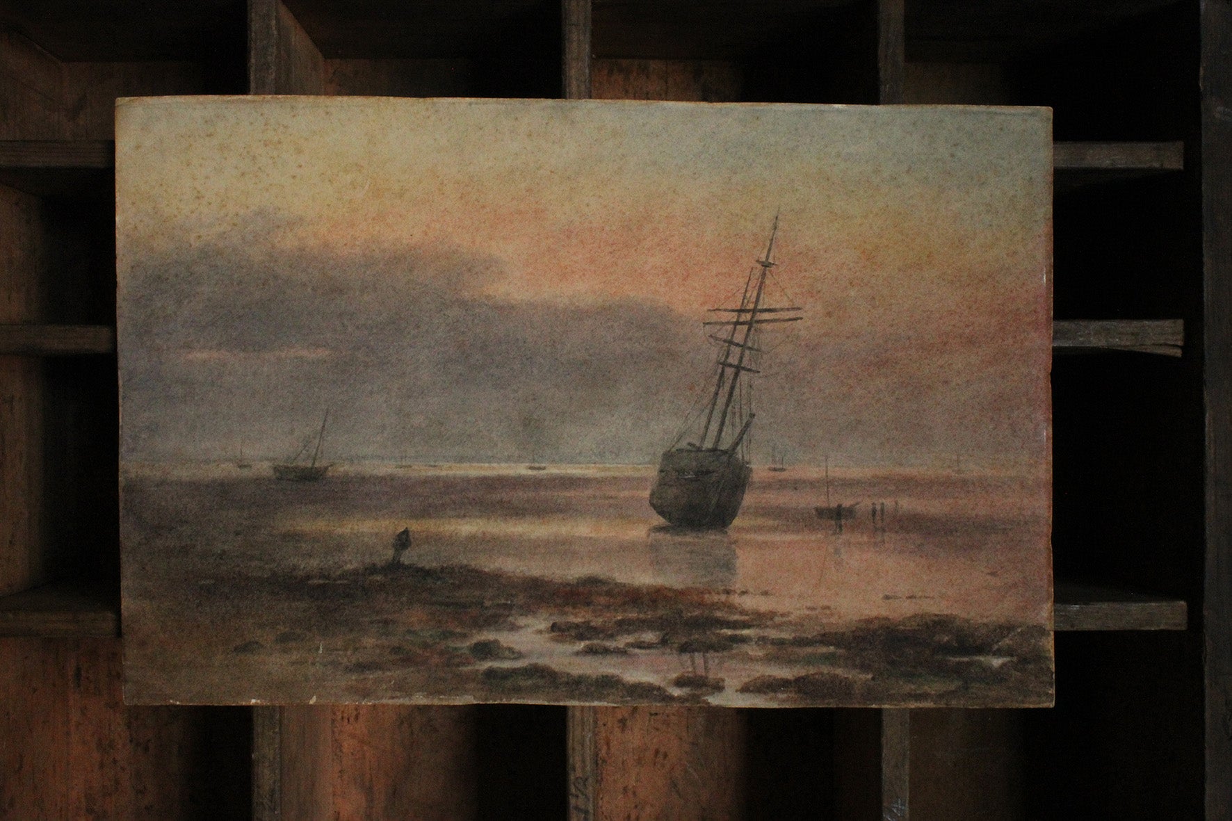 Beautiful Old Watercolour - The Resting Boats