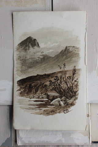 Beautiful Sepia Toned Old Watercolour Study