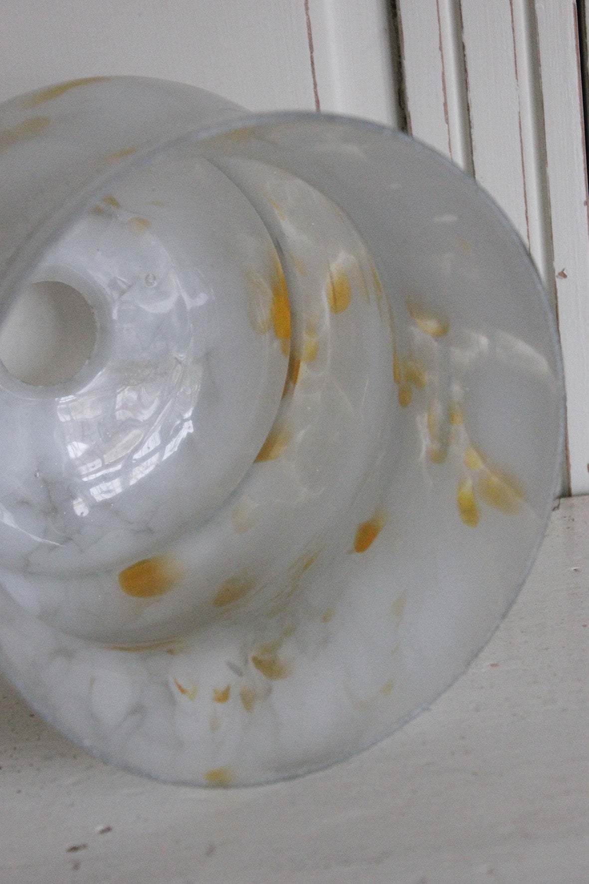 Thirties Glass Marbled lampshade/tea light cover (two).