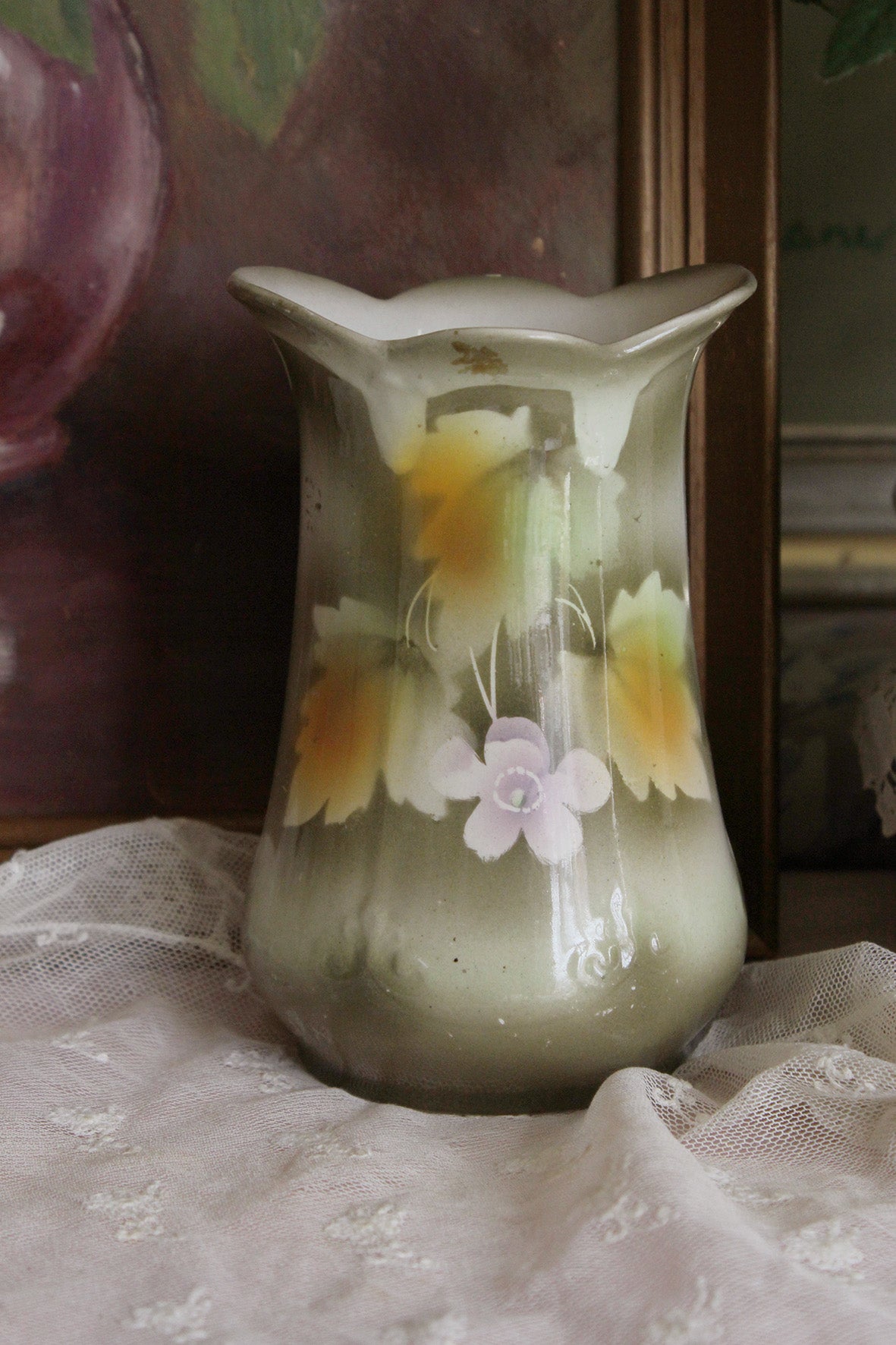 Old Art Nouveau Stenciled Glaze Vase